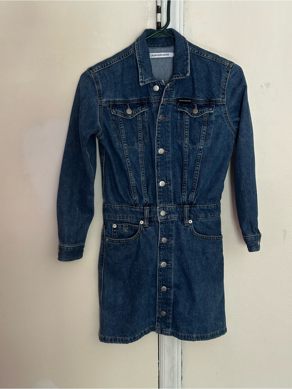 Calvin Klein Indigo Denim Button-Front Dress Jacket